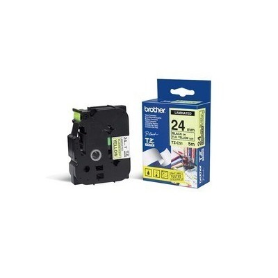 NASTRO LAM. FLUORESCENTE TZE-C51 24MMx5MT NERO/GIALLO FLUO