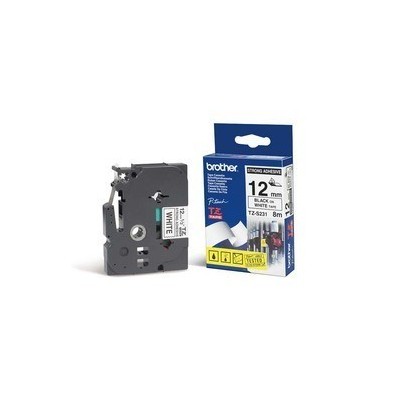 NASTRO BROTHER TZe S231 12MMx8MT NERO/BIANCO LAMINATO CON ADESIVO RESISTENTE