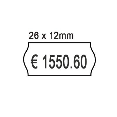 PACK 10 ROTOLI 1000 ETICH. 26x12mm ONDA BIANCO PERM. Printex