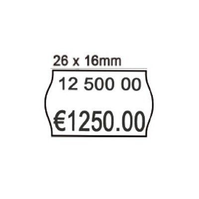 PACK 10 ROTOLI 1000 ETICH. 26x16mm ONDA BIANCO REMOV. Printex