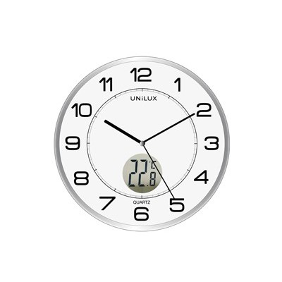 Orologio da parete 30,5cm con termometro Tempus Unilux