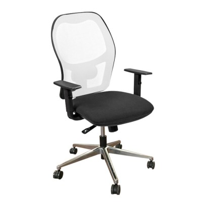 SEDIA HUBBLE NERA C/SCHIENALE BIANCO E BASE ALLUM.