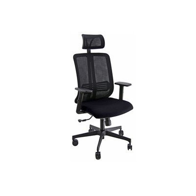 Poltrona ergonomica Vertigo Nero/Nero No FLAME con poggiatesta e braccioli