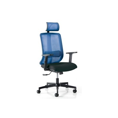 Poltrona ergonomica Vertigo Blu/Nero No FLAME con poggiatesta e braccioli