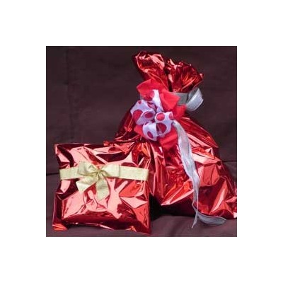 50 BUSTE REGALO IN PPL METAL LUCIDO 20x35cm ROSSO senza patella adesiva