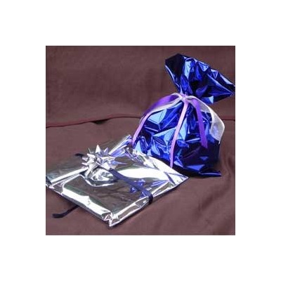 50 BUSTE REGALO IN PPL METAL LUCIDO 35x50cm BLU senza patella adesiva