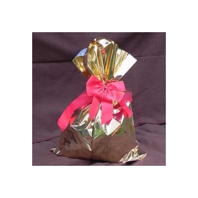 50 BUSTE REGALO IN PPL METAL LUCIDO 35x50cm ORO senza patella adesiva