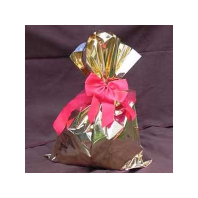 25 BUSTE REGALO IN PPL METAL LUCIDO 40x60cm ORO senza patella adesiva