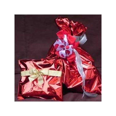 25 BUSTE REGALO IN PPL METAL LUCIDO 40x60cm ROSSO senza patella adesiva