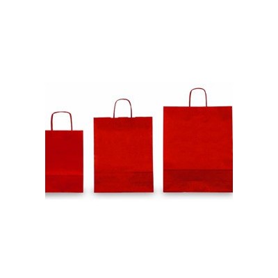 25 SHOPPERS CARTA KRAFT 26x11x34,5cm TWISTED rosso
