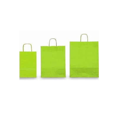25 SHOPPERS CARTA KRAFT 45X15X50CM TWISTED verde acido