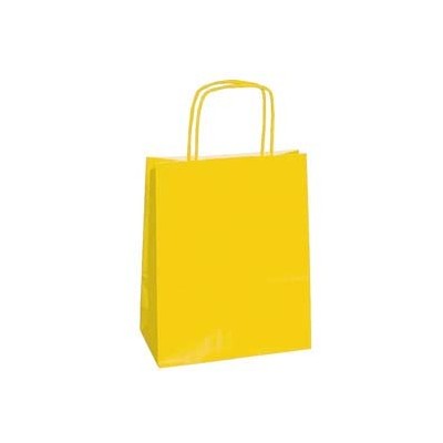 25 SHOPPERS CARTA KRAFT 18x7x24CM TWISTED GIALLO