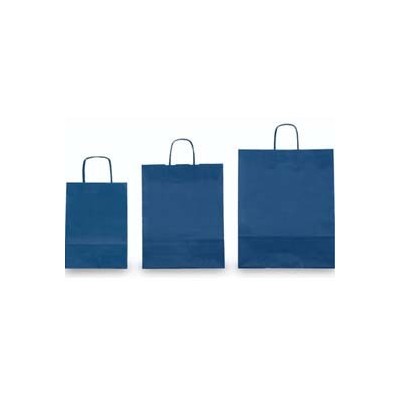 25 SHOPPERS CARTA KRAFT 18x7x24CM TWISTED BLU