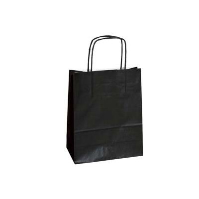 25 SHOPPERS CARTA KRAFT 18x7x24CM TWISTED NERO