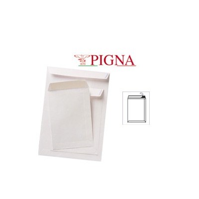 500 BUSTE A SACCO BIANCHE 250X353MM 80GR ADESIVA COMPETITOR PIGNA