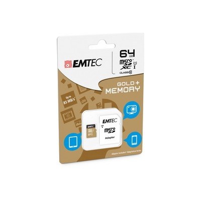 MICRO SDXC EMTEC 64GB CLASS 10 GOLD + CON ADATTATORE