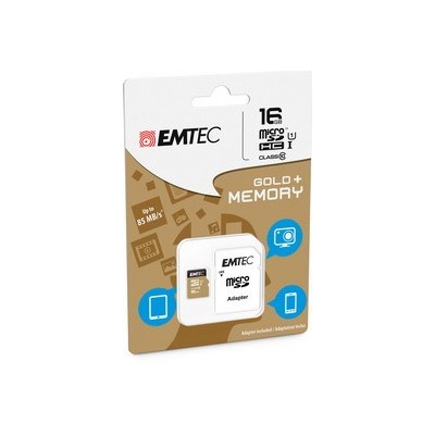 MICRO SDHC EMTEC 16GB CLASS 10 GOLD PLUS CON ADATTATORE