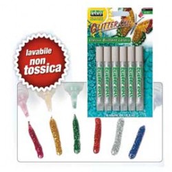 BUSTA 6 TUBI COLLA GLITTER ARGENTO 10,5ML LAVABILE NON-TOSSICA LEBEZ