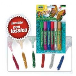 BUSTA 6 TUBI COLLA GLITTER ASSORTITO 10,5ML LAVABILE NON-TOSSICA LEBEZ