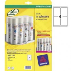 ETICHETTE L4774-20FG IN POLIESTERE BIANCO 99,1X139MM LASER