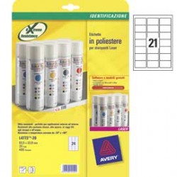 ETICHETTE L7060-20FG IN POLIESTERE BIANCO 63,5X38,1MM LASER