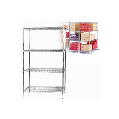SCAFFALE 4 RIPIANI IN ACCIAIO CROMATO 60x90cm - H160cm ARCHIMEDE Kit ROBUSTO