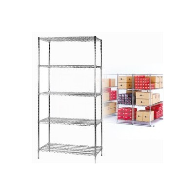 SCAFFALE 5 RIPIANI IN ACCIAIO CROMATO 60x90cm - H200cm ARCHIMEDE Kit ROBUSTO