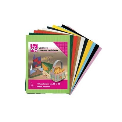SET 10FG CARTONCINO ONDULATO 25X35CM CANNETE colori assortiti CWR