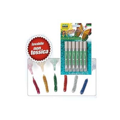 BUSTA 6 TUBI COLLA GLITTER ARGENTO 10,5ML LAVABILE NON-TOSSICA LEBEZ