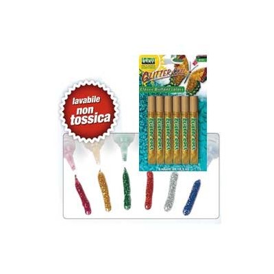 BUSTA 6 TUBI COLLA GLITTER ORO 10,5ML LAVABILE NON-TOSSICA LEBEZ