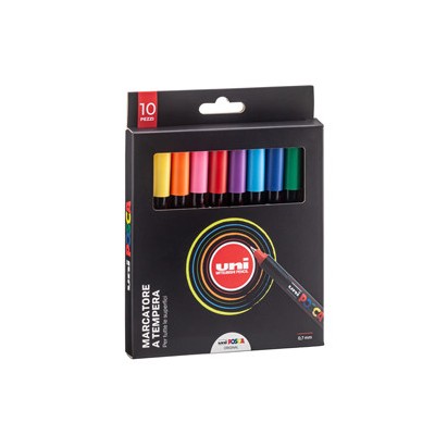 Astuccio 10 marcatore Uni Posca Pen PC1M p. extra fine 0.7mm col.ass. UNI