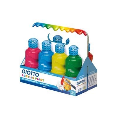 SCHOOLPACK 8 FLACONI TEMPERA PRONTA ACRILICA 250ML COLORI ASSORTITI GIOTTO