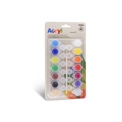 Colore acrilico fine 14 vasetti da 4,5ml colori assortiti Primo