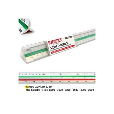 SCALIMETRO ISOTECK ARDA 30CM PER CATASTO (SCALE 1500-1000-1250-1500-2000-2500)