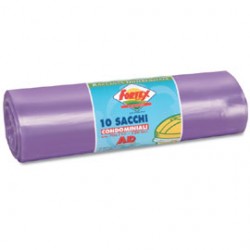 10 SACCHI IMMONDIZIA 70X110CM 120LT HD 16 VIOLA FORTEX