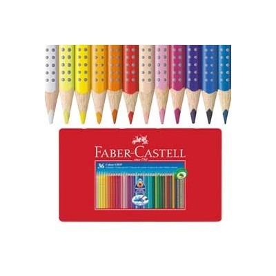 ASTUCCIO metallo 36 PASTELLI COLORATI ACQUERELLABILI Color Grip FABER CASTELL