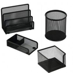 SET SCRIVANIA 4 ACCESSORI IN RETE NERO ART.1424