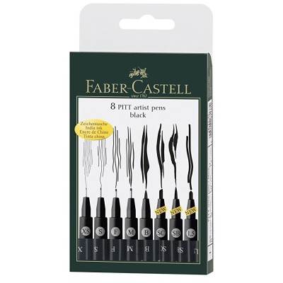 BUSTA 8 PITT ARTIST PEN NERI PUNTE ASSORTITE
