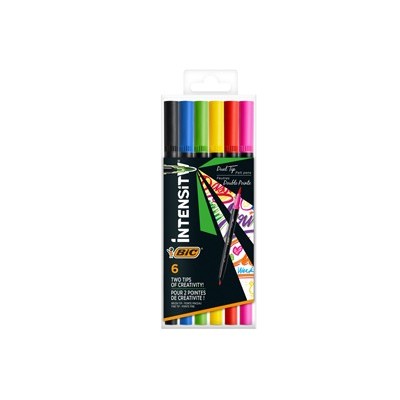 Astuccio 6 pennarelli Intensity dual tip brush colori assortiti Intense BIC