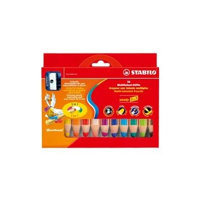 ASTUCCIO 10 MAXI MATITE STABILO WOODY 3in1 + TEMPERINO