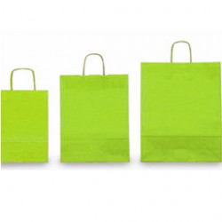 25 SHOPPERS CARTA KRAFT 26x11x34,5cm TWISTED verde acido