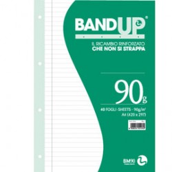 RICAMBI FORATI RINFORZATI BANDUP A4 90gr 40fg 1rigo c/margine BM