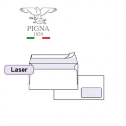 500 BUSTE BIANCHE 110x230mm C/FINESTRA 90GR stampa laser EDERA STRIP PIGNA