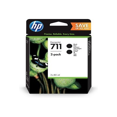SCATOLA 2 CARTUCCE DINCHIOSTRO NERO HP 711 DA 80ML
