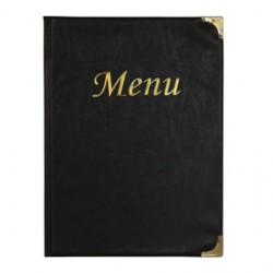 PORTA MENU A4-24x34cm NERO in PVC BASIC con 4+2 BUSTE FISSE