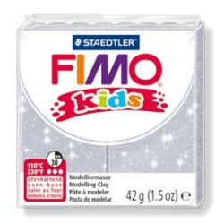 PASTA POLIMERICA FIMO KIDS 42gr ARGENTO GLITTER 812