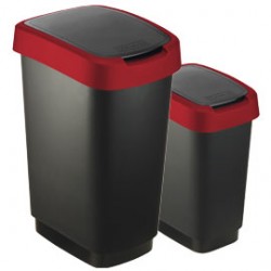 PATTUMIERA 25LT in PPL Nero/Rosso COPERCHIO BASCULANTE ROTHO