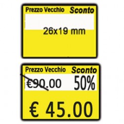 PACK 10 ROTOLI 600 ETICH. 26x19mm  GIALLO REMOV. Printex