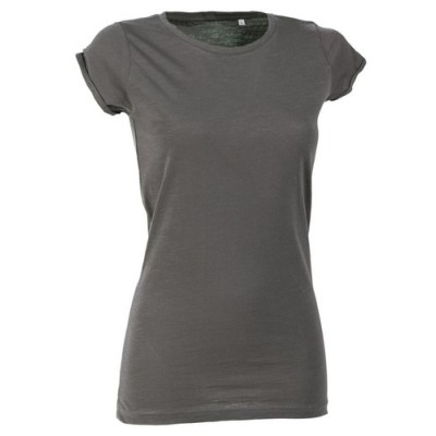 T-SHIRT SLUB DONNA TG.M  ANTRACITE 100% POLYESTERE