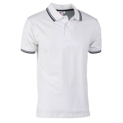 POLO JERSEY SPORT TG.S   BIANCO/BLU 100% COTONE
